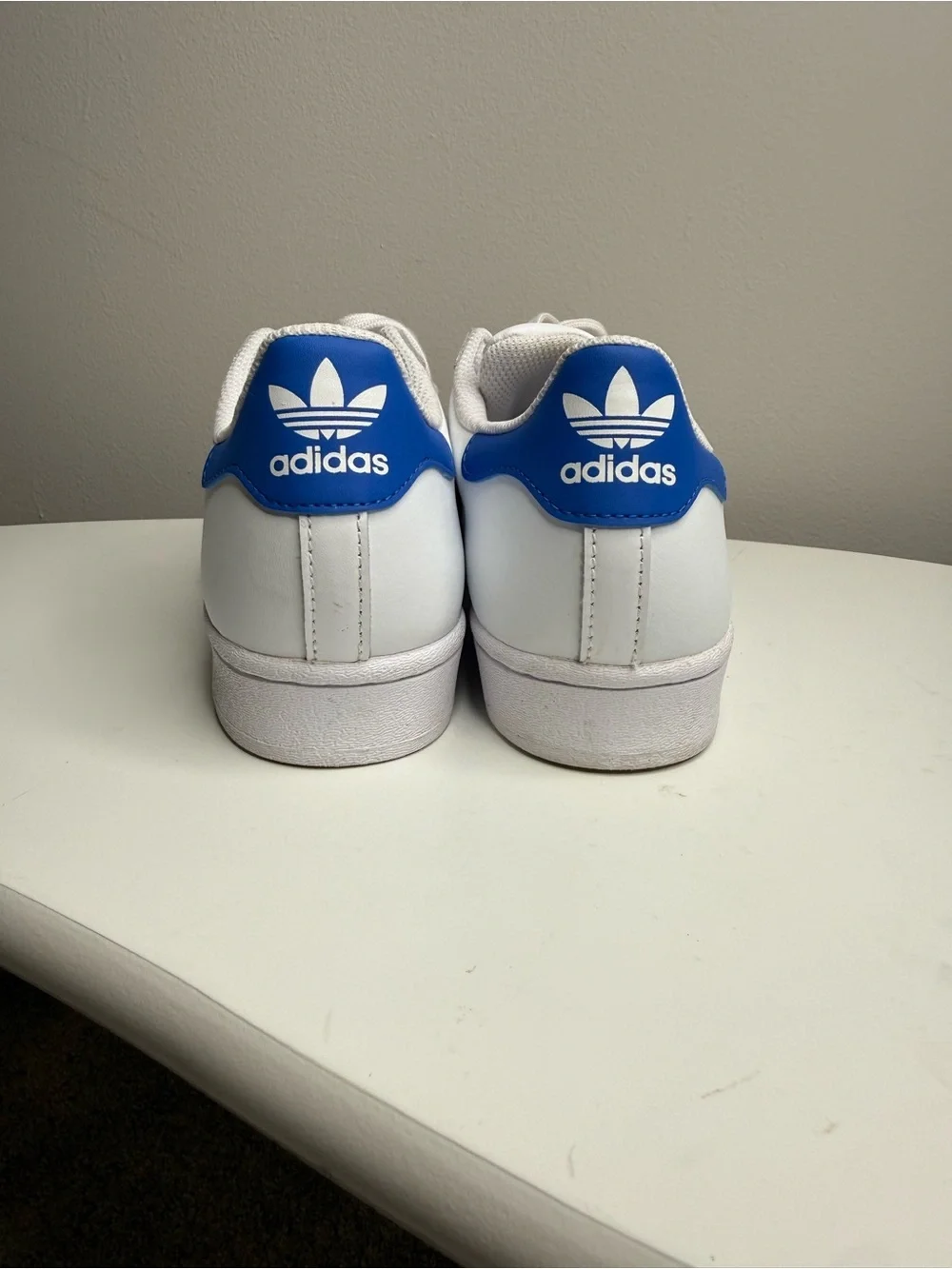 adidas Superstar White with Red & Blue Stripes